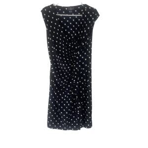American Living Women's 14 Blue Polka Dot Runched Ruffle Dress Kentucky Derby